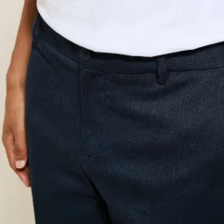 Online Relax chinobroek met plooien en visgraatmotief Broek