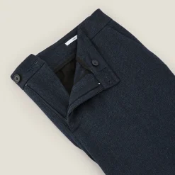 Online Relax chinobroek met plooien en visgraatmotief Broek