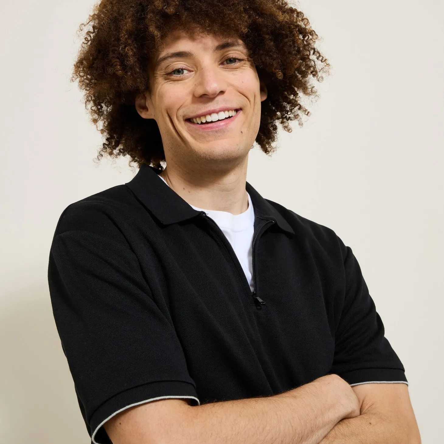 Online Relax polo in textuurstof met korte mouwen en polo Polo