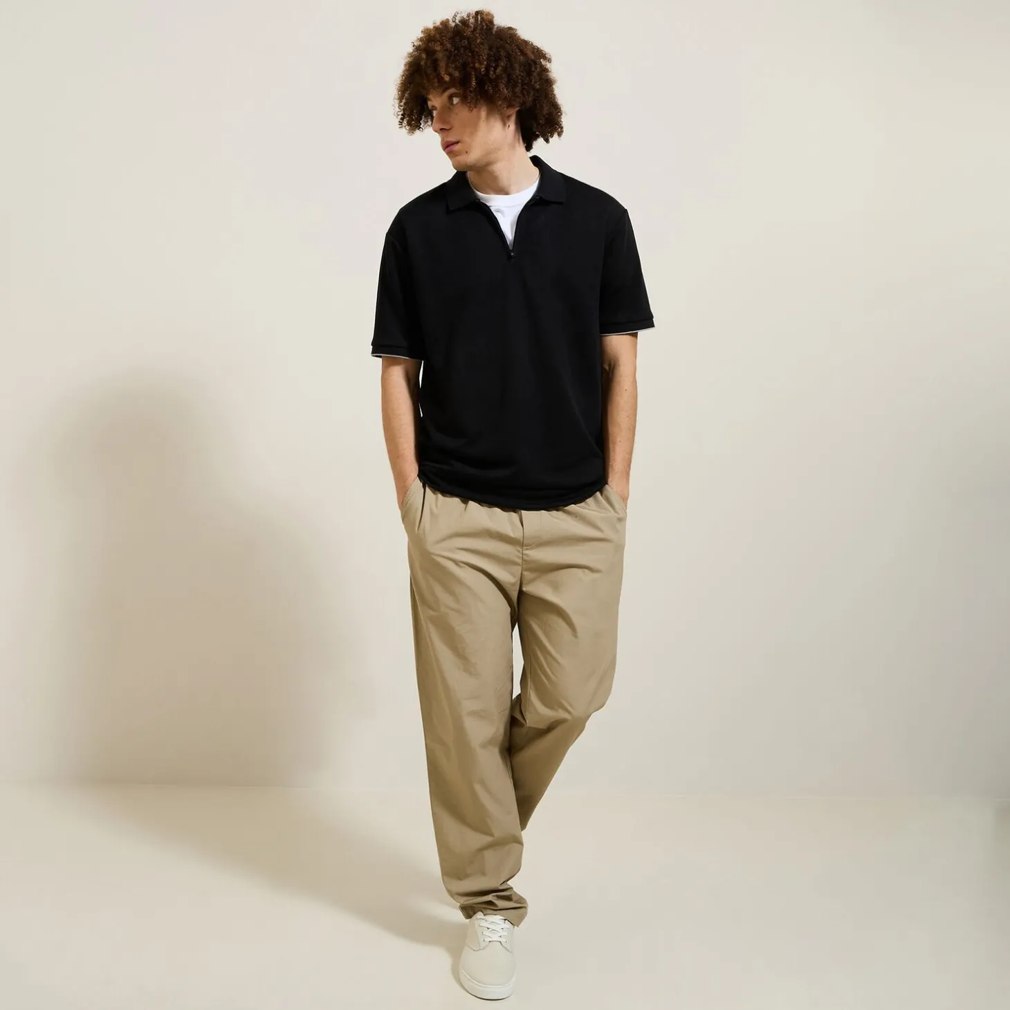 Online Relax polo in textuurstof met korte mouwen en polo Polo