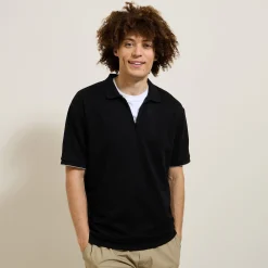 Online Relax polo in textuurstof met korte mouwen en polo Polo