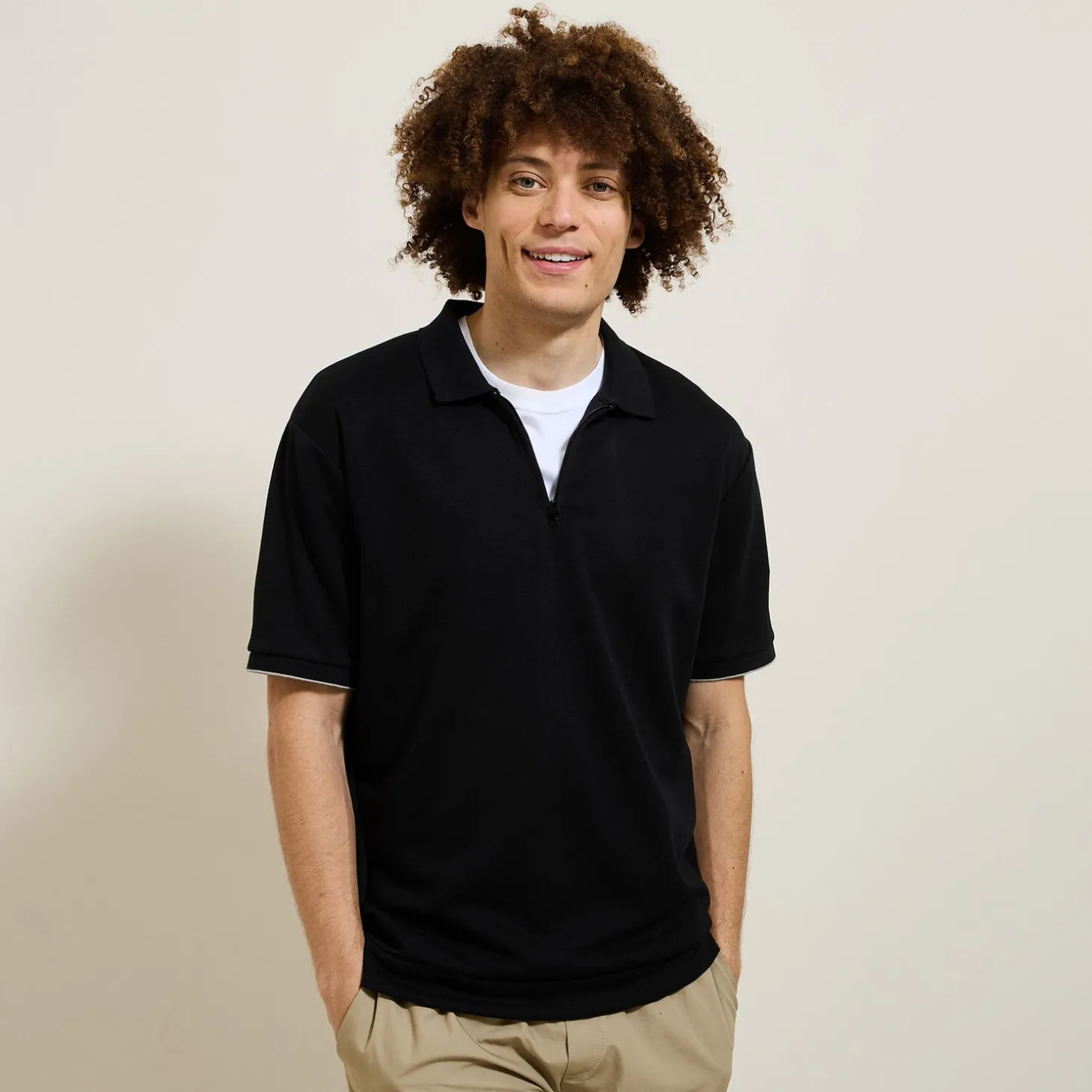 Online Relax polo in textuurstof met korte mouwen en polo Polo