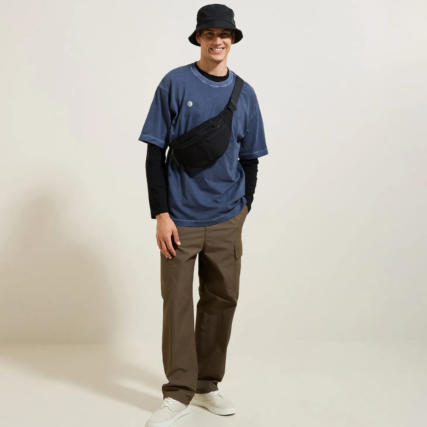 Cheap Slim basic T-shirt met ronde hals T-shirt