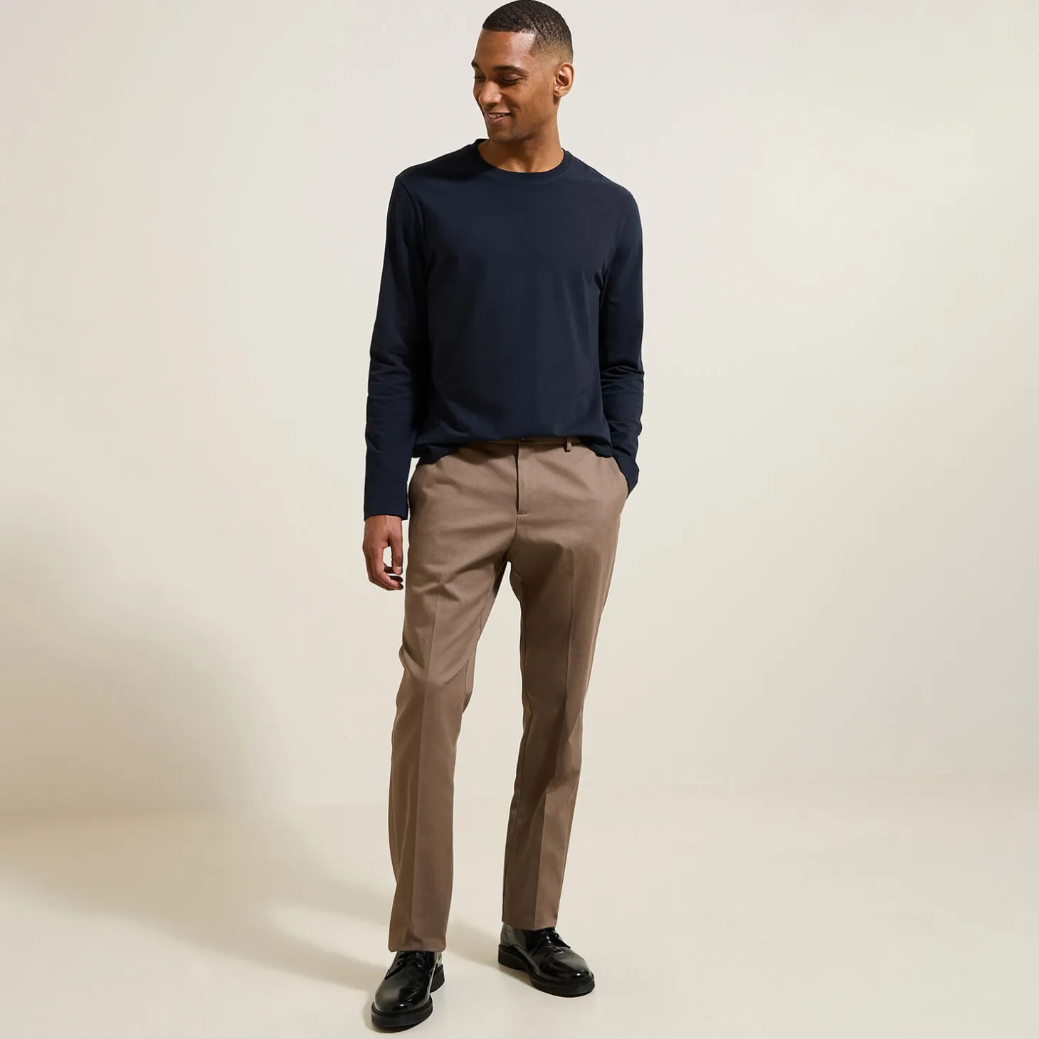 Cheap Slim basic T-shirt met ronde hals T-shirt