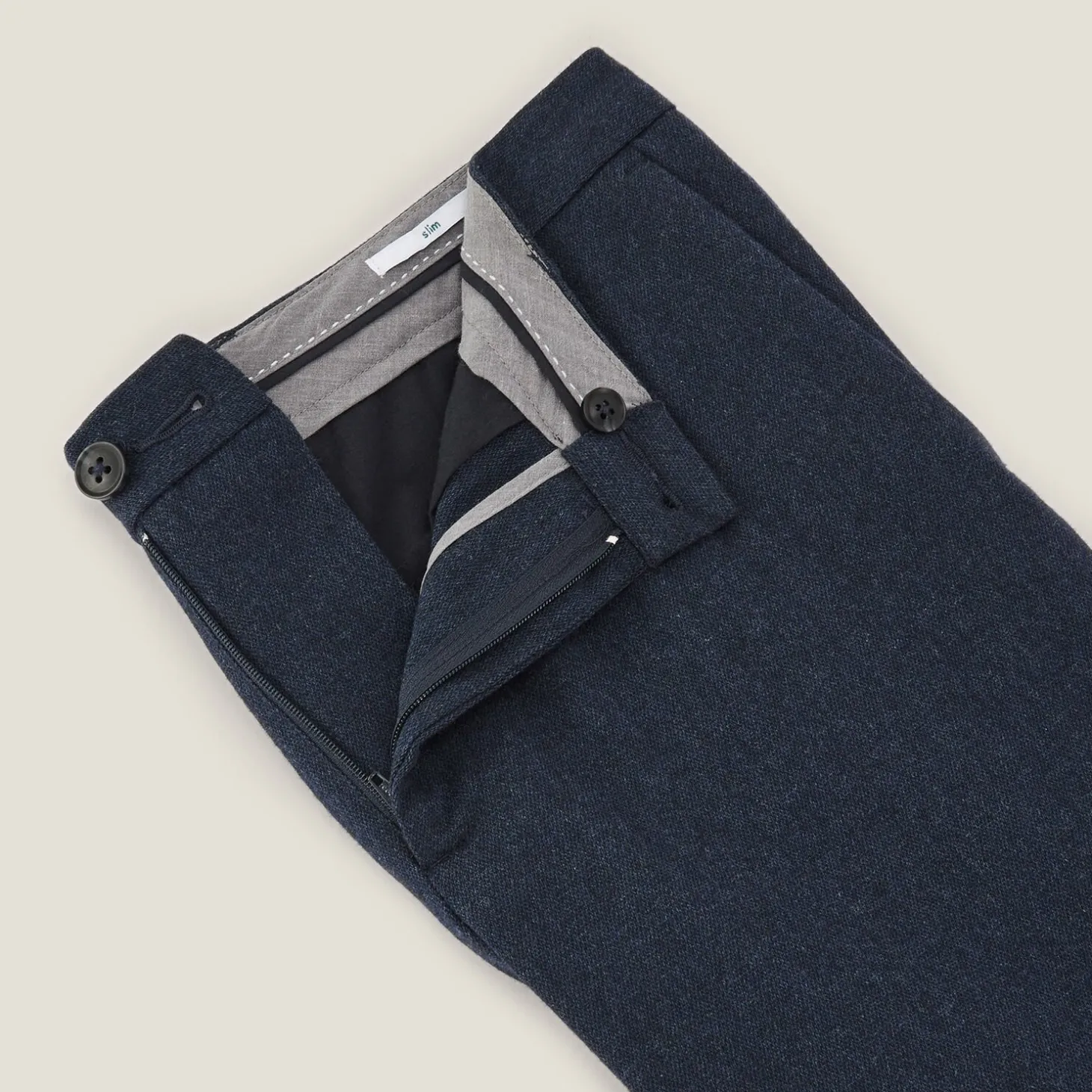 Flash Sale Slim chinobroek met flanelaspect Broek