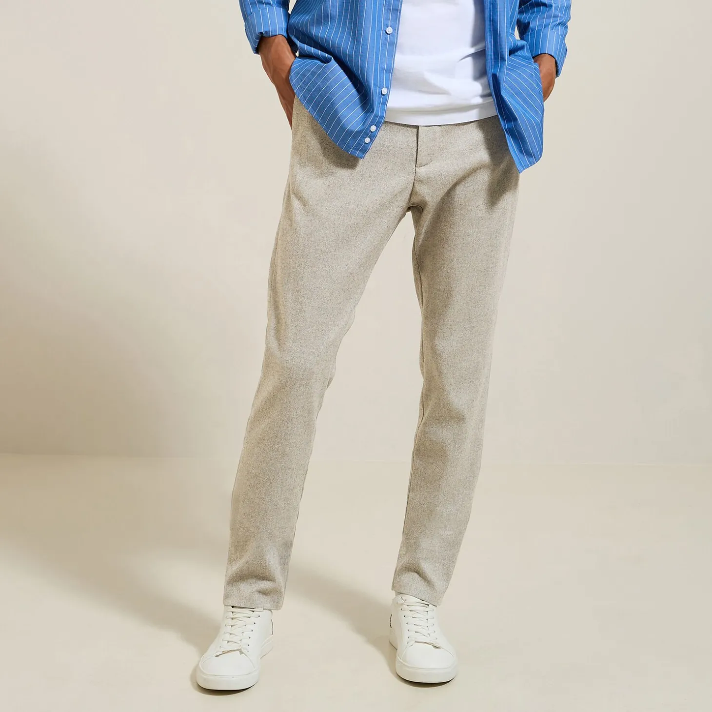 Cheap Slim chinobroek met flanelaspect Broek