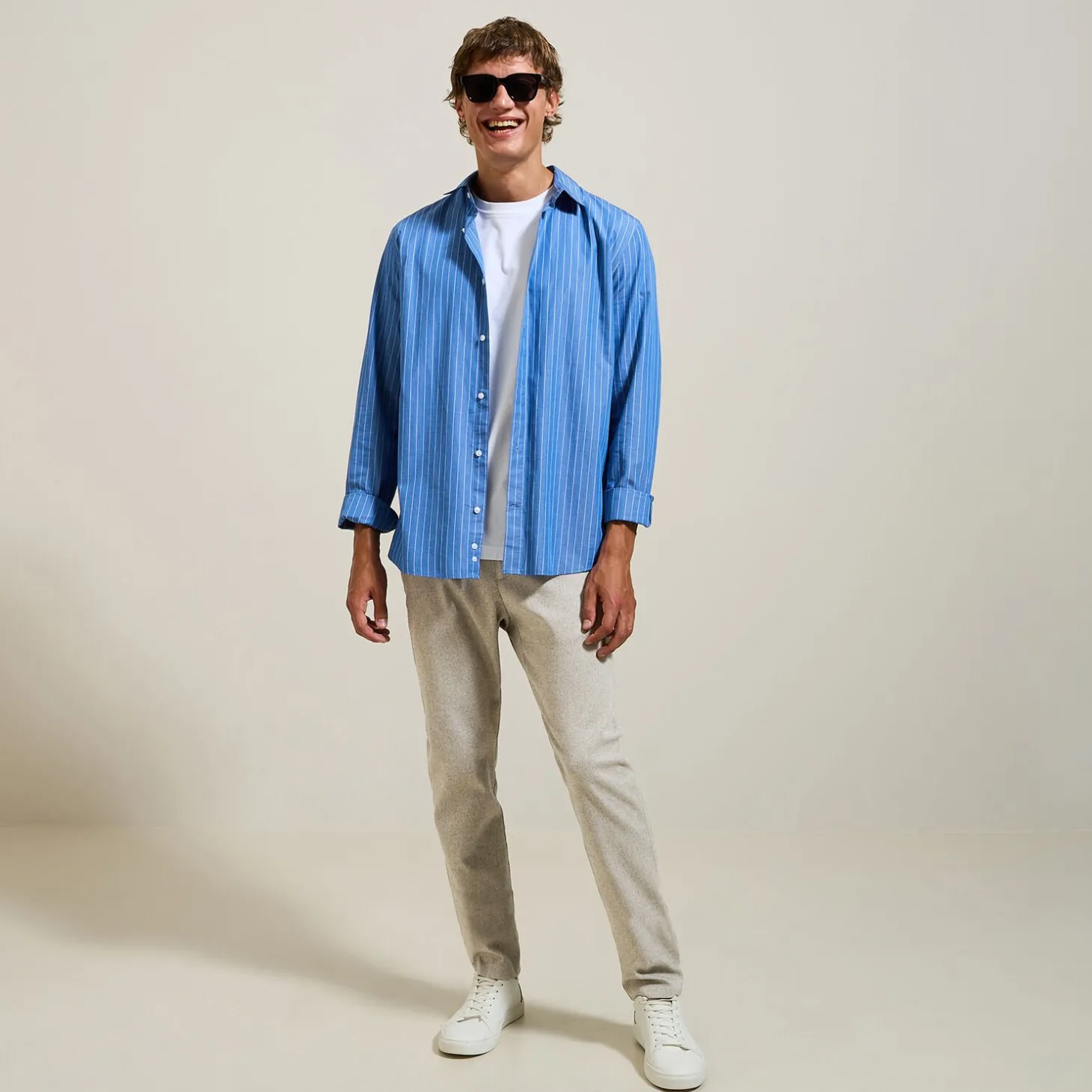 Cheap Slim chinobroek met flanelaspect Broek