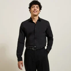 New Slim effen hemd in gerecyclede polyamide Formele Overhemden|Overhemd