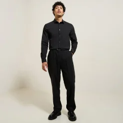 New Slim effen hemd in gerecyclede polyamide Formele Overhemden|Overhemd