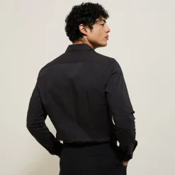 New Slim effen hemd in gerecyclede polyamide Formele Overhemden|Overhemd