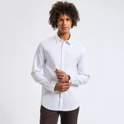 Outlet Slim effen hemd in satijnkatoen Formele Overhemden|Overhemd