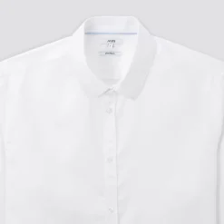 Outlet Slim effen hemd 'stay white/black' in katoen Formele Overhemden|Overhemd