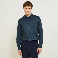 Best Sale Slim effen hemd 'stay white/black' in katoen Formele Overhemden|Overhemd