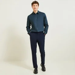 Best Sale Slim effen hemd 'stay white/black' in katoen Formele Overhemden|Overhemd