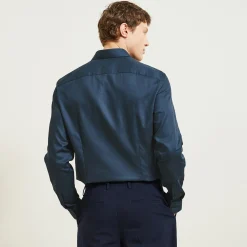 Best Sale Slim effen hemd 'stay white/black' in katoen Formele Overhemden|Overhemd