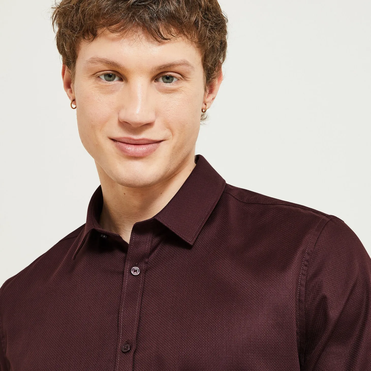 Sale Slim effen hemd 'stay white/black' in katoen Formele Overhemden|Overhemd