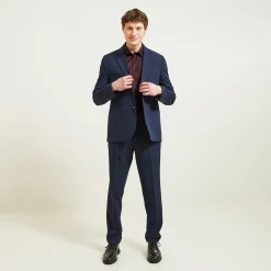 Sale Slim effen hemd 'stay white/black' in katoen Formele Overhemden|Overhemd