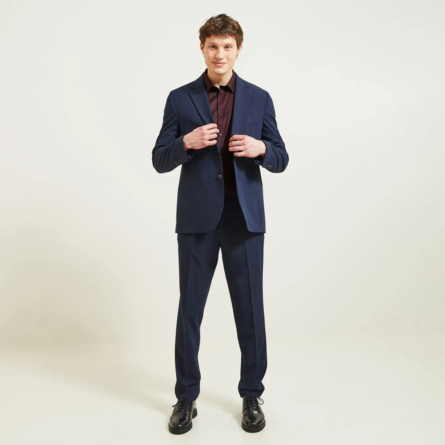 Sale Slim effen hemd 'stay white/black' in katoen Formele Overhemden|Overhemd