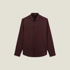 Sale Slim effen hemd 'stay white/black' in katoen Formele Overhemden|Overhemd