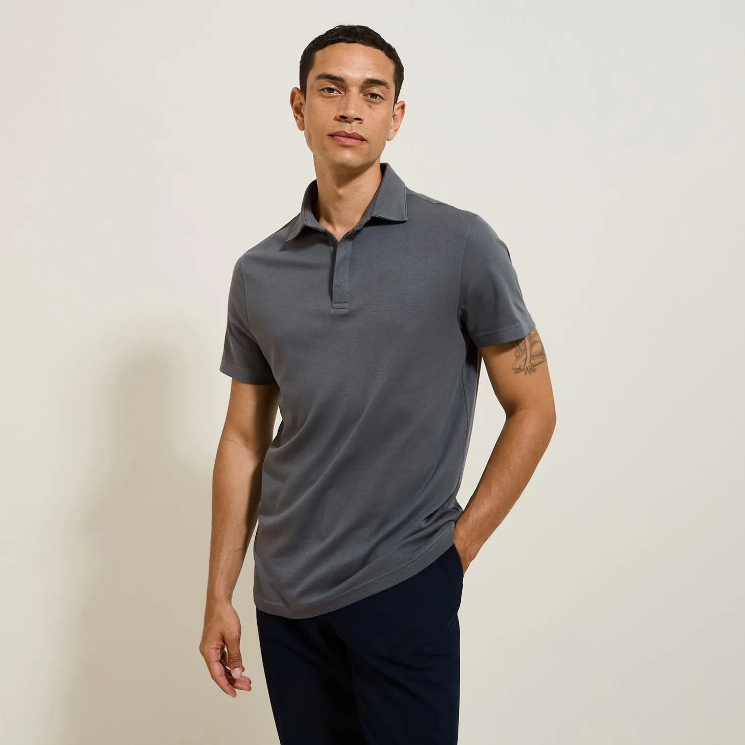 Cheap Slim effen polo met korte mouwen en Italiaanse kra Polo