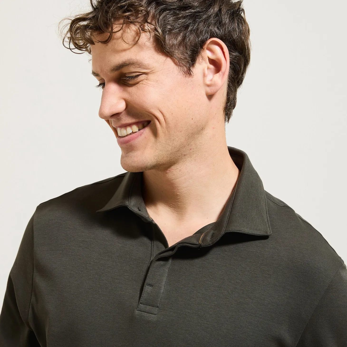 New Slim effen polo met korte mouwen en Italiaanse kra Polo