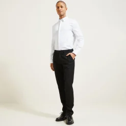 Hot Slim effen satijnen hemd in biokatoen Formele Overhemden|Overhemd