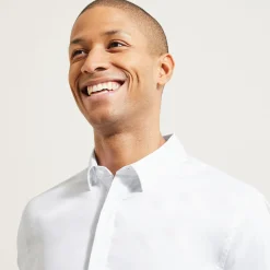 Hot Slim effen satijnen hemd in biokatoen Formele Overhemden|Overhemd