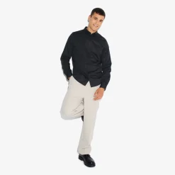 Best Slim effen satijnen hemd in biokatoen Formele Overhemden|Overhemd