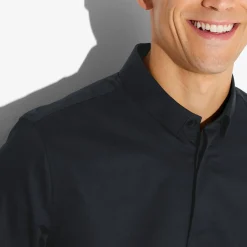 Best Slim effen satijnen hemd in biokatoen Formele Overhemden|Overhemd