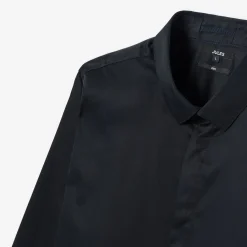 Best Slim effen satijnen hemd in biokatoen Formele Overhemden|Overhemd