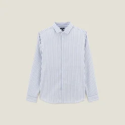 Outlet Slim fit gestreept katoenen overhemd, strijkvrij Makkelijk Te Strijken Hemd|Formele Overhemden