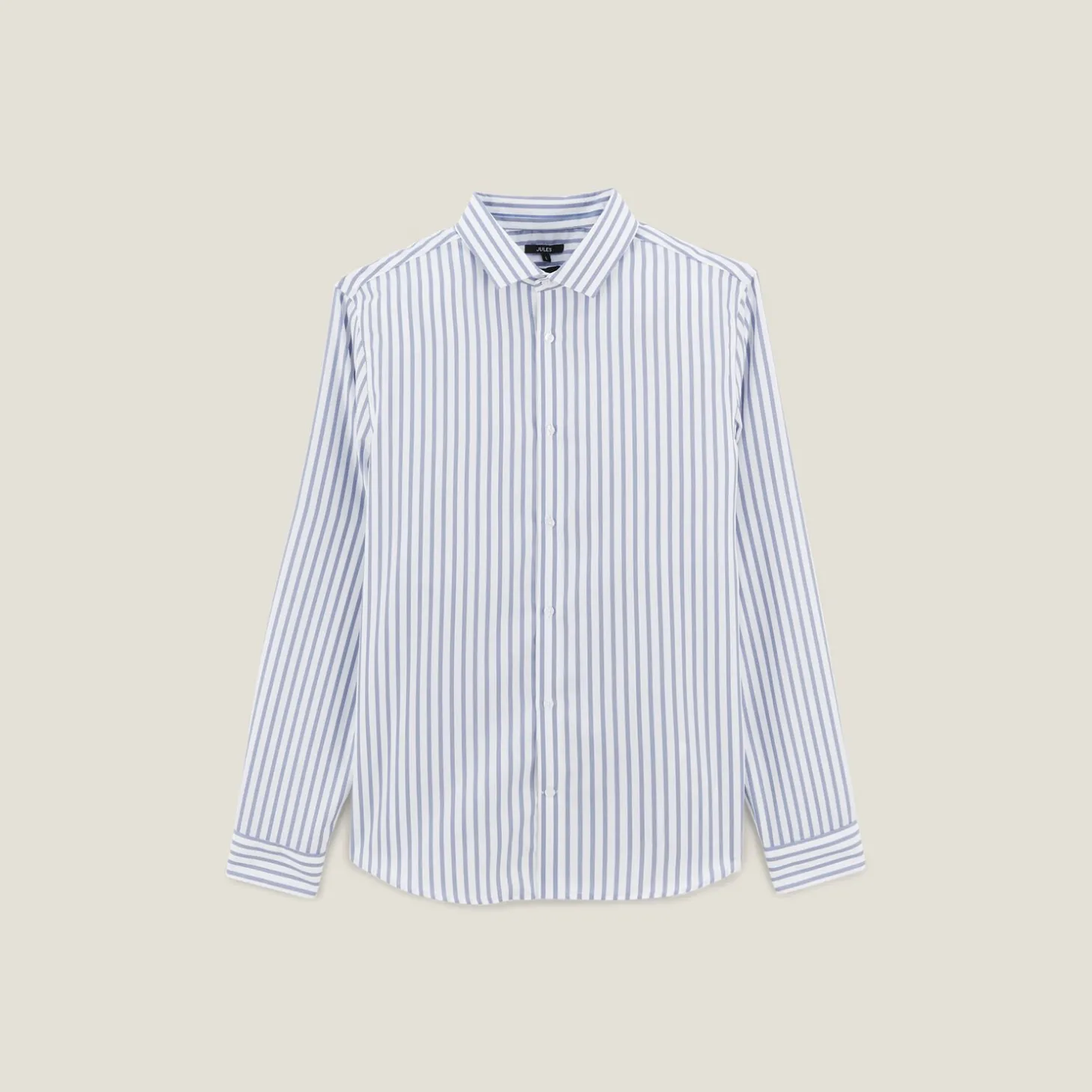 Outlet Slim fit gestreept katoenen overhemd, strijkvrij Makkelijk Te Strijken Hemd|Formele Overhemden