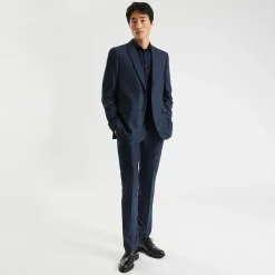 Best Sale Slim hemd in biokatoen met jacquard microprint Formele Overhemden|Overhemd