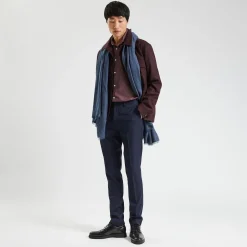 Cheap Slim hemd in biokatoen met jacquard microprint Formele Overhemden|Overhemd