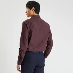 Cheap Slim hemd in biokatoen met jacquard microprint Formele Overhemden|Overhemd