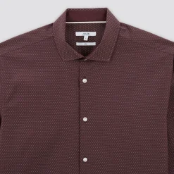 Cheap Slim hemd in biokatoen met jacquard microprint Formele Overhemden|Overhemd