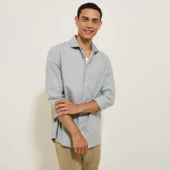 Shop Slim hemd in flanelkatoen Formele Overhemden|Overhemd