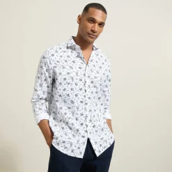 Cheap Slim hemd met bloemenprint in katoen Formele Overhemden|Overhemd