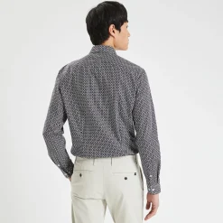 Store Slim hemd met geometrische print in biokatoen Formele Overhemden|Overhemd