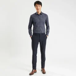 Hot Slim hemd met geometrische print in biokatoen Formele Overhemden|Overhemd