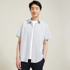 New Slim hemdje met geometrische print in biokatoen Formele Overhemden|Overhemd