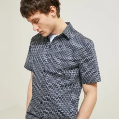 Cheap Slim hemdje met geometrische print in biokatoen Formele Overhemden|Overhemd