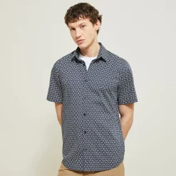 Cheap Slim hemdje met geometrische print in biokatoen Formele Overhemden|Overhemd