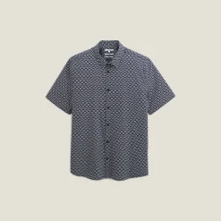 Cheap Slim hemdje met geometrische print in biokatoen Formele Overhemden|Overhemd