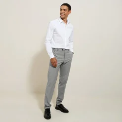 Sale Slim kostuumbroek met pied-de-puce-motief Kostuumbroek|Broek