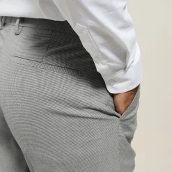 Sale Slim kostuumbroek met pied-de-puce-motief Kostuumbroek|Broek