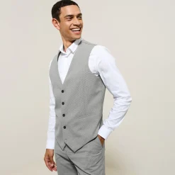 Discount Slim kostuumgilet met pied-de-puce-motief Kostuumgilet