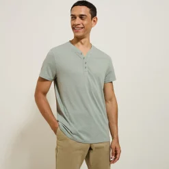 Best Slim T-shirt met Tunesische kraag T-shirt