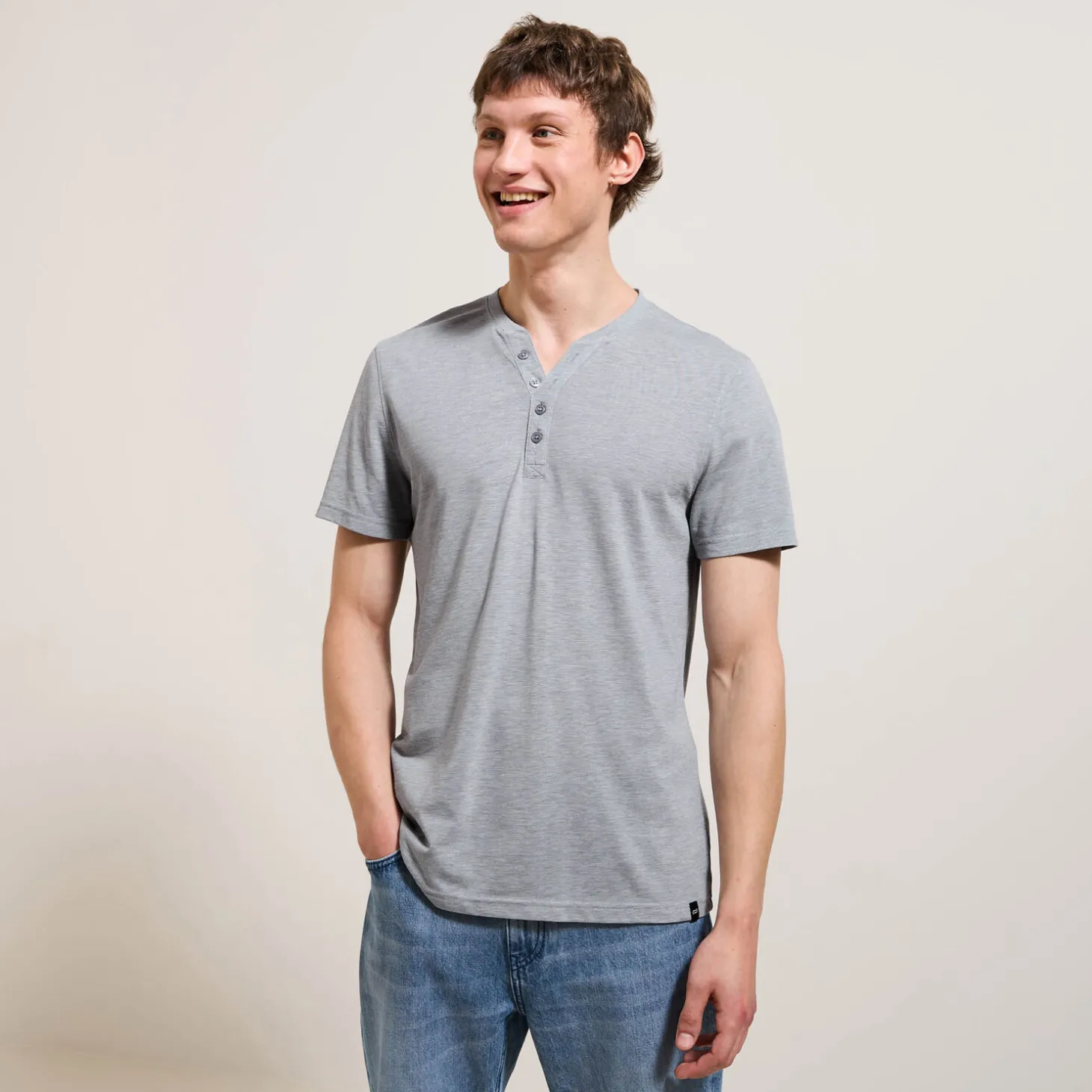 Cheap Slim T-shirt met Tunesische kraag T-shirt