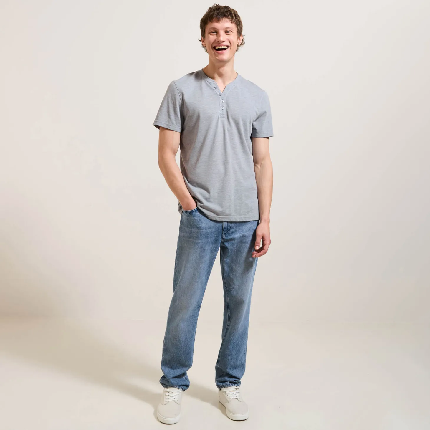 Cheap Slim T-shirt met Tunesische kraag T-shirt